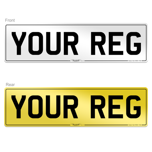 x2 UK Registration Number Plates (Front & Rear)
